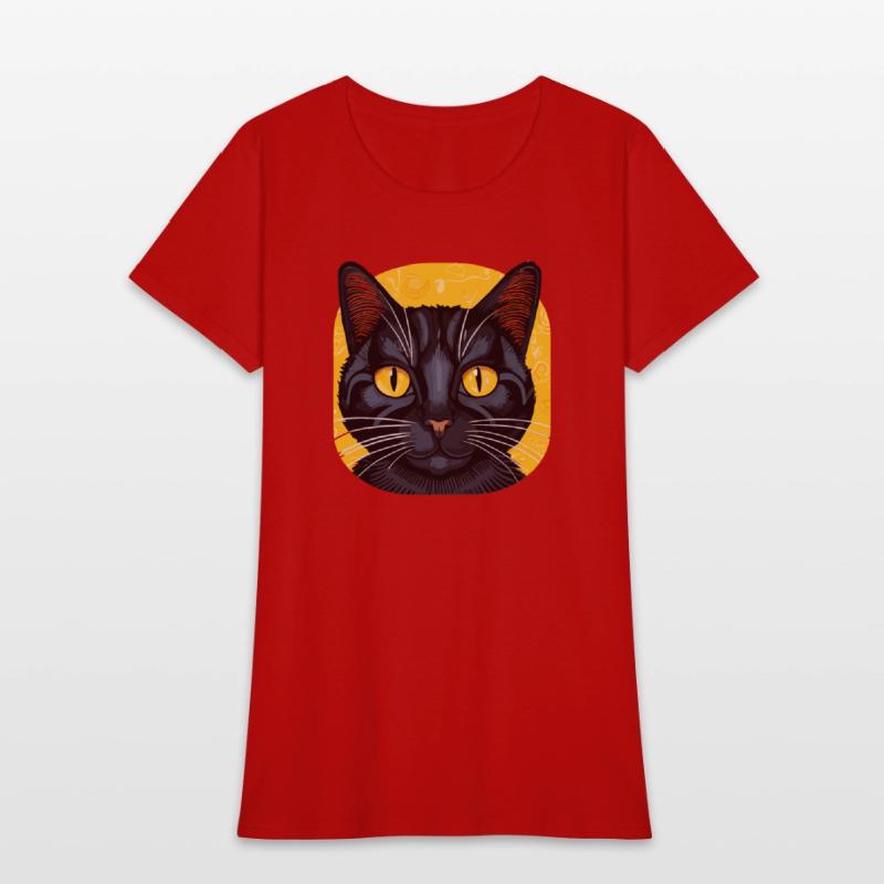 Black Cat on Yellow Background