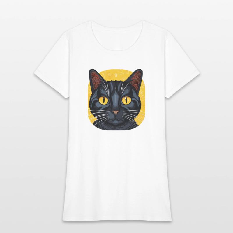 Black Cat on Yellow Background