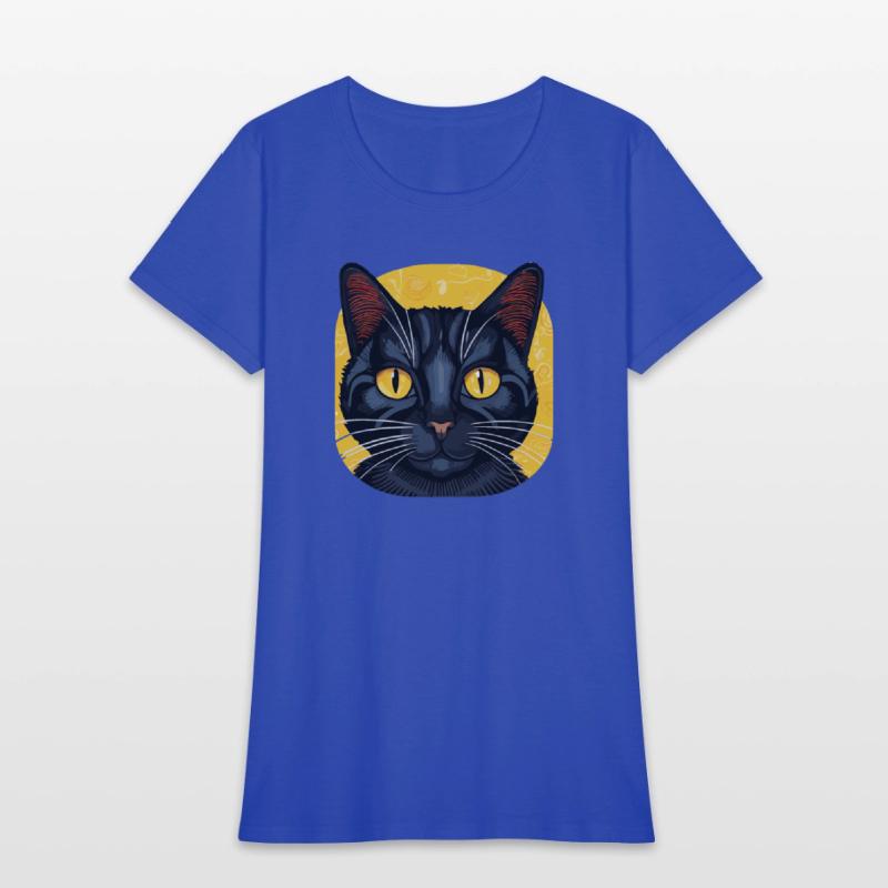 Black Cat on Yellow Background