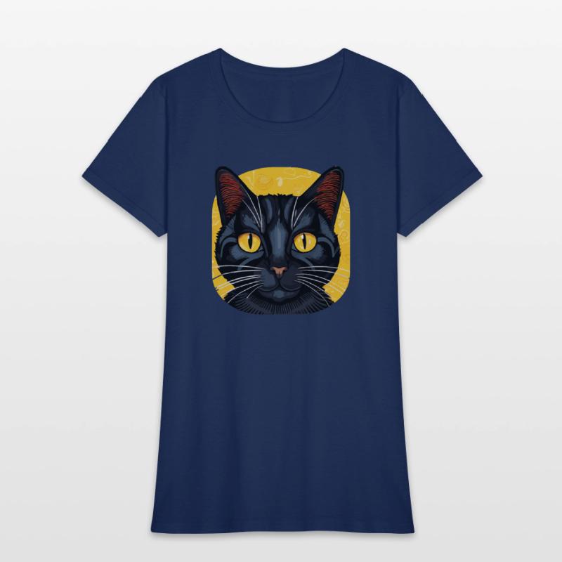 Black Cat on Yellow Background