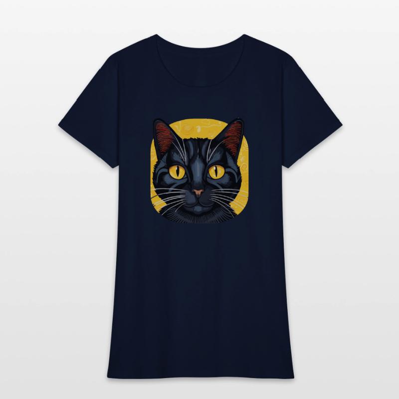 Black Cat on Yellow Background