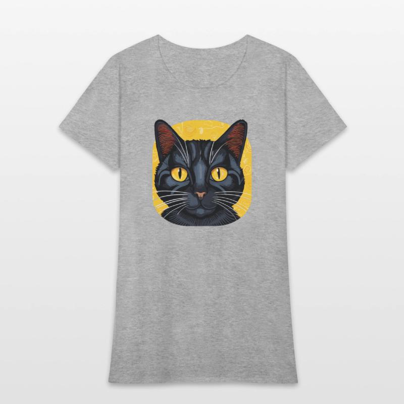 Black Cat on Yellow Background