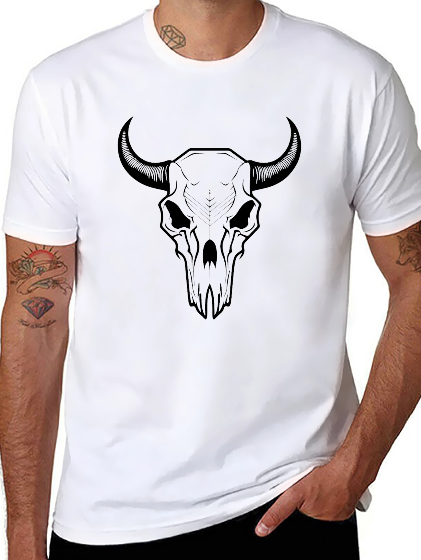 Black Bull Skull Graphic Tee