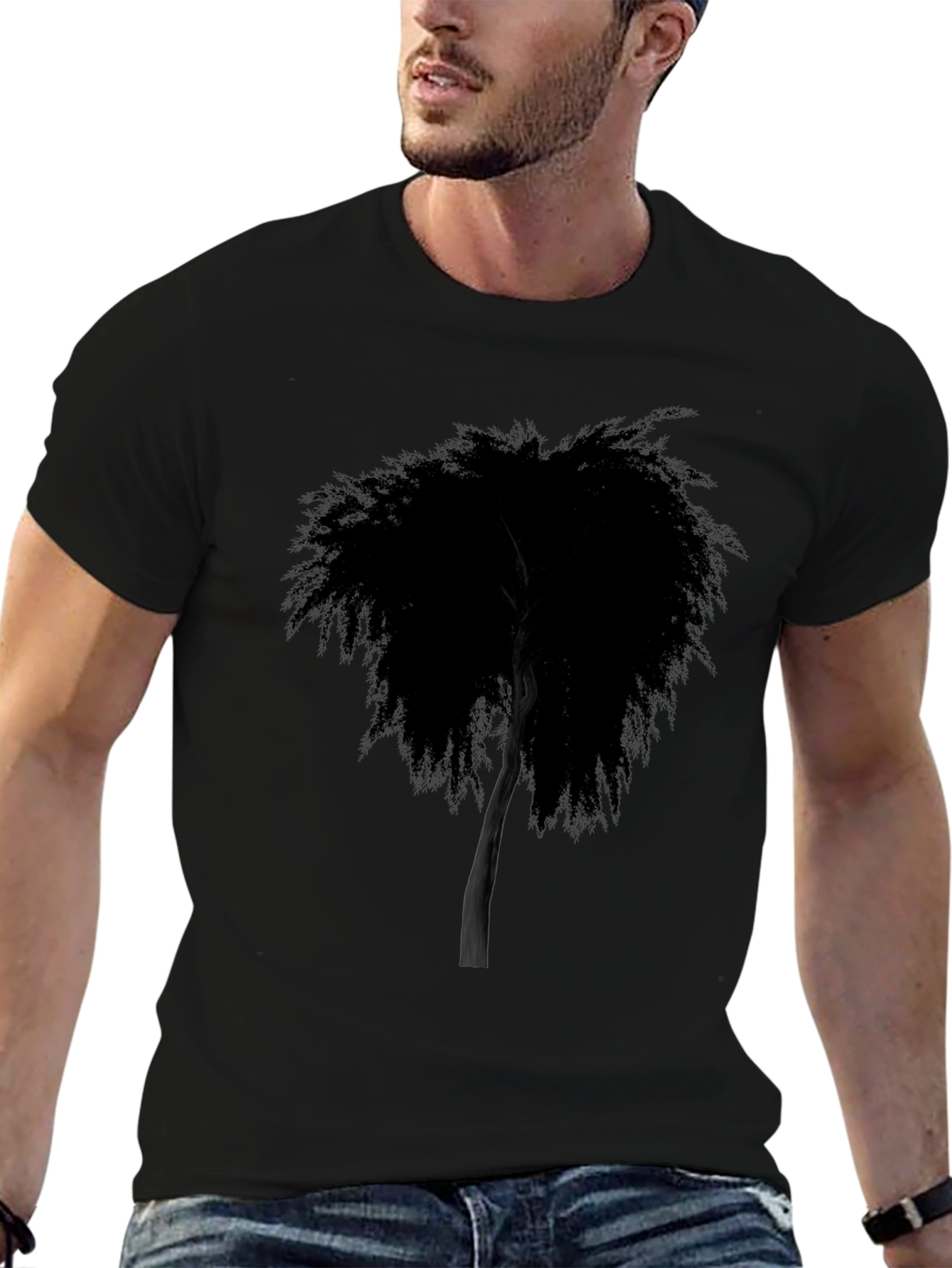 Modern Tree Graphic Black T-Shirt
