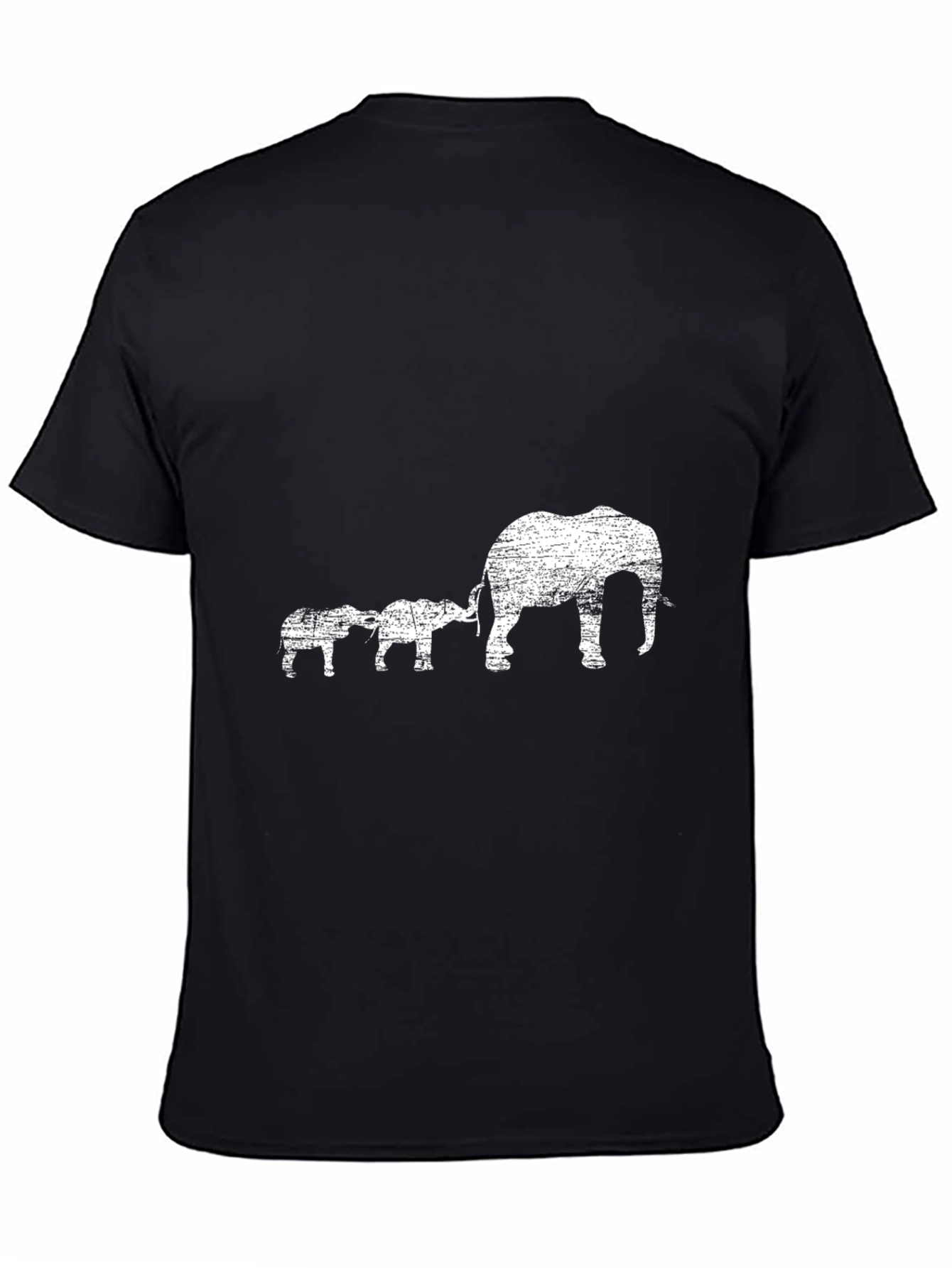 Elephant Family Graphic Tee - Black Cotton Casual T-Shirt
