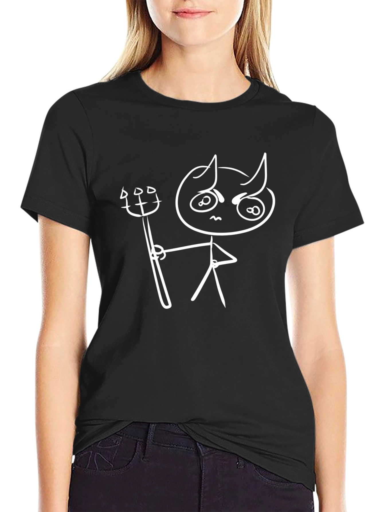 Devil Cartoon Graphic Black T-Shirt
