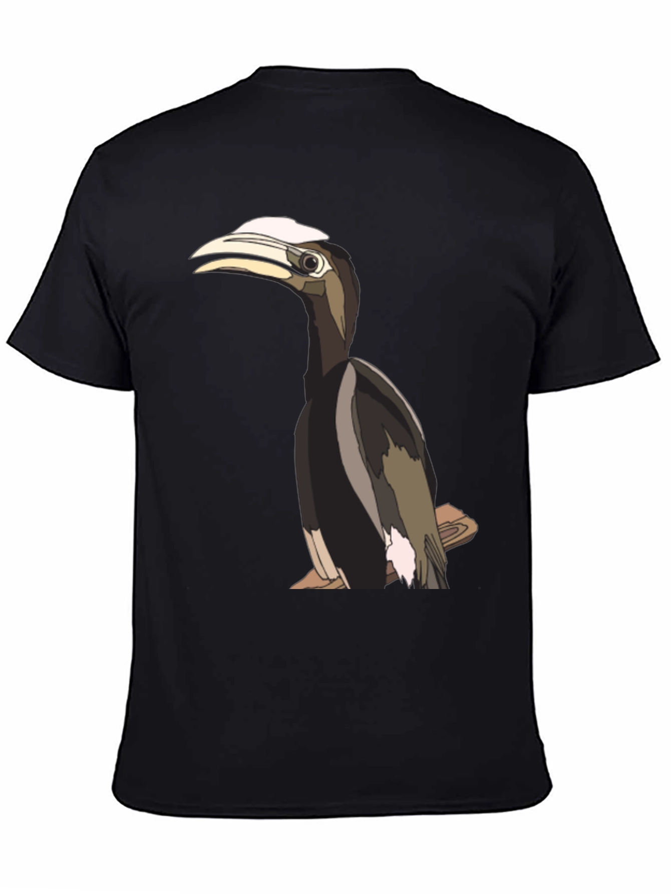 Hornbill Graphic Print Black T-Shirt