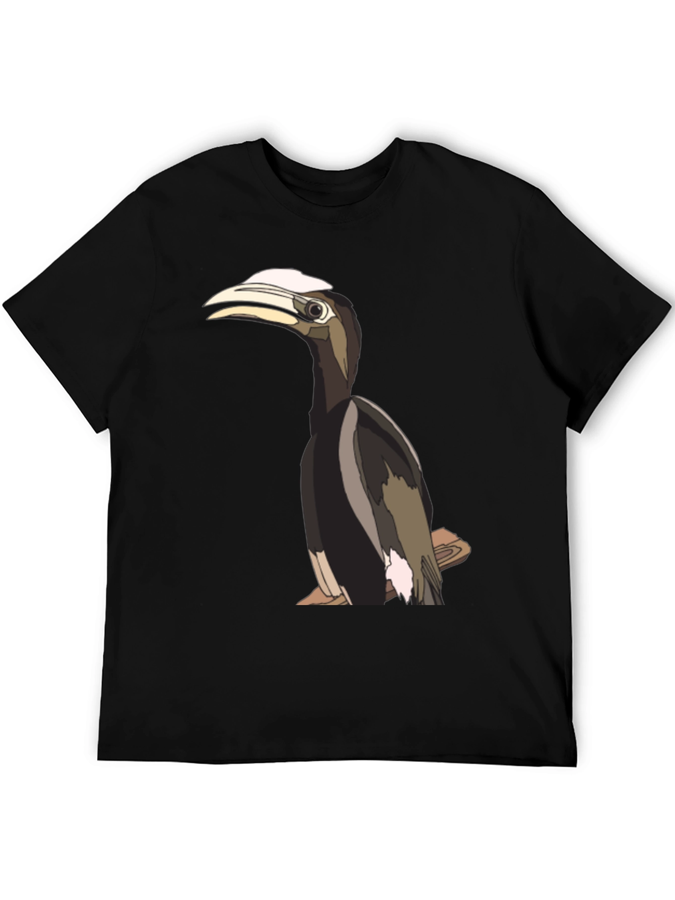 Hornbill Graphic Print Black T-Shirt