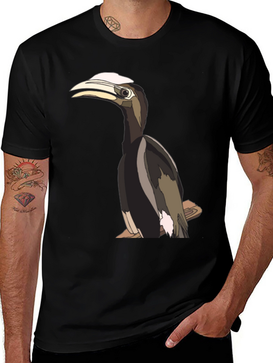 Hornbill Graphic Print Black T-Shirt