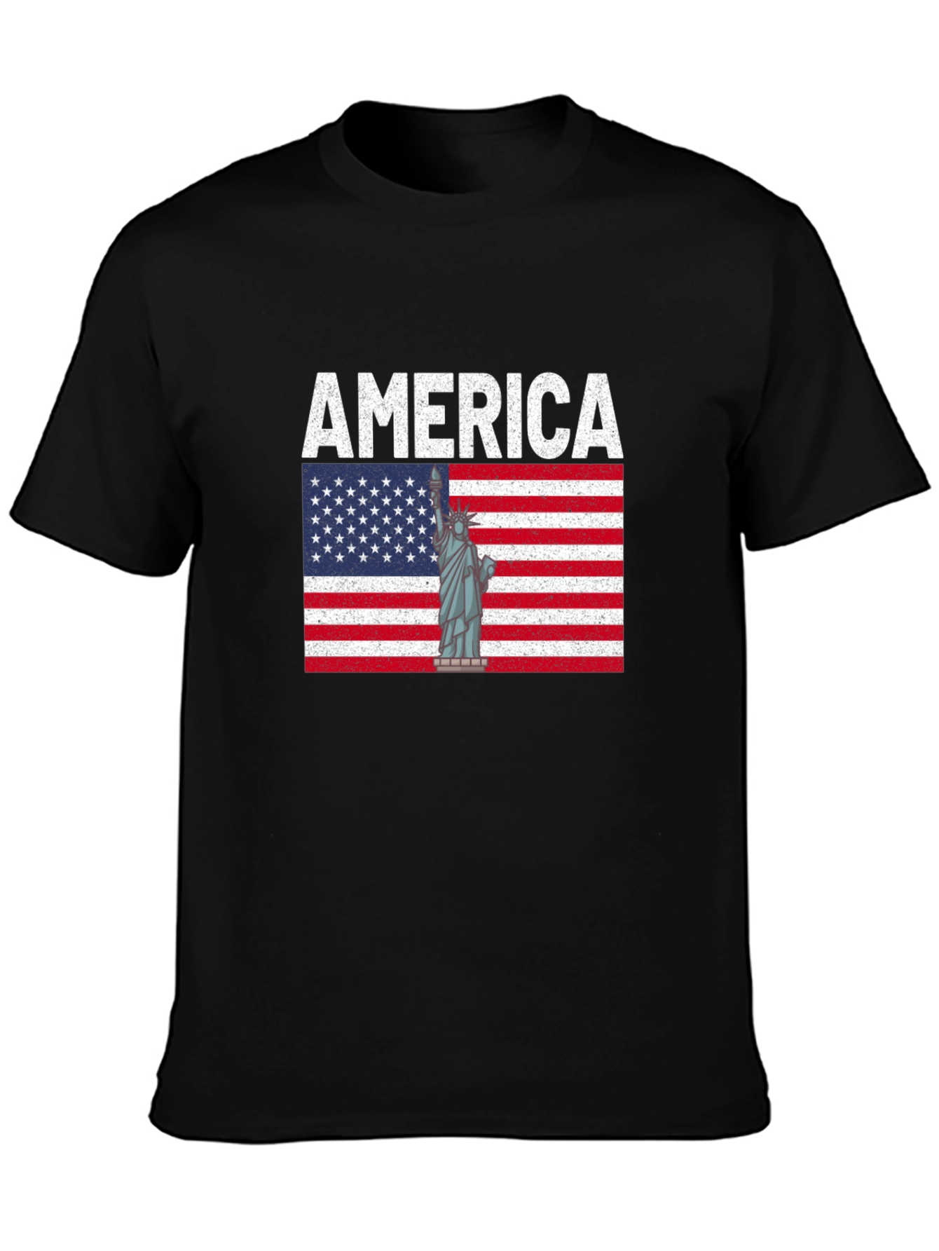 America Flag & Statue of Liberty Graphic T-Shirt