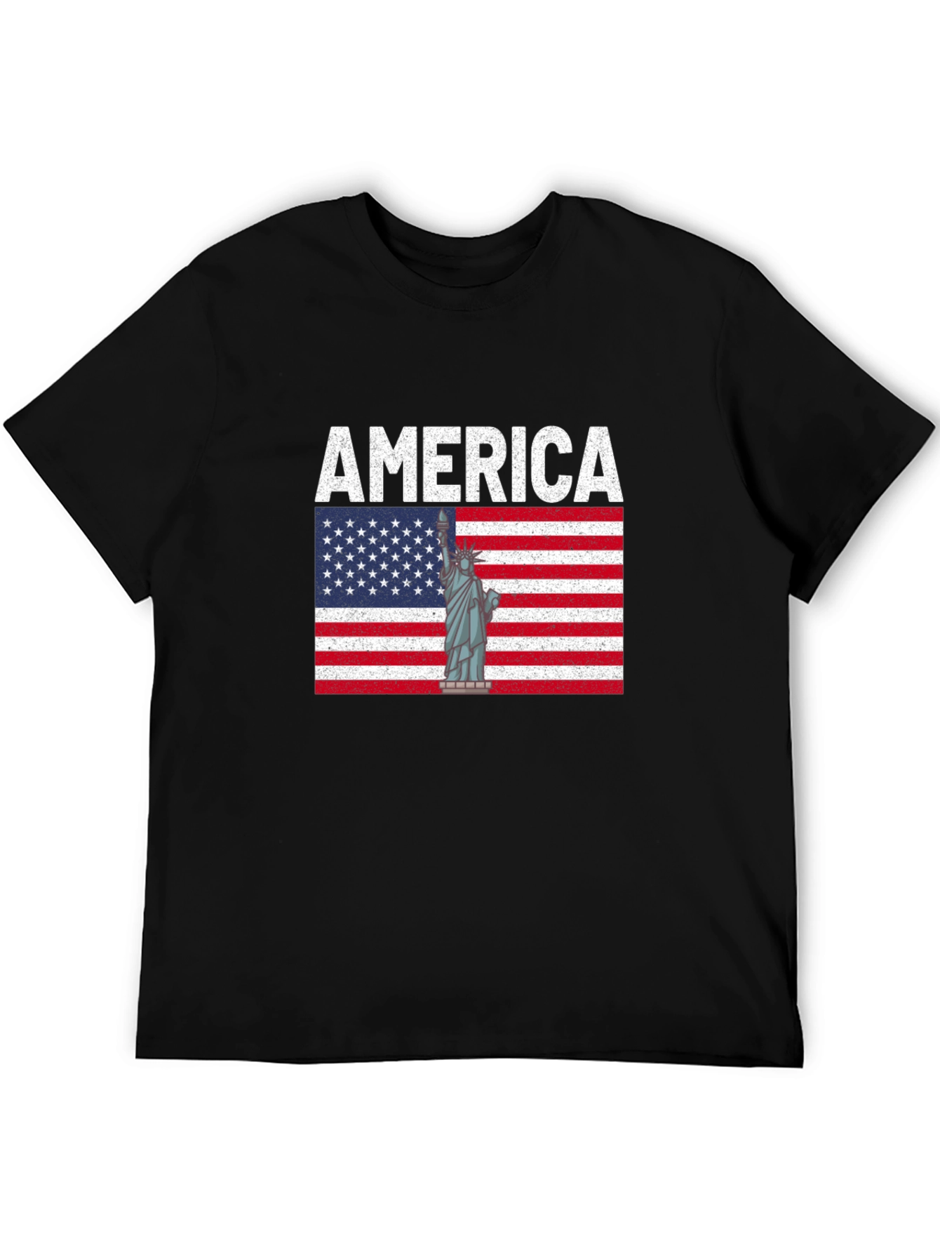 America Flag & Statue of Liberty Graphic T-Shirt