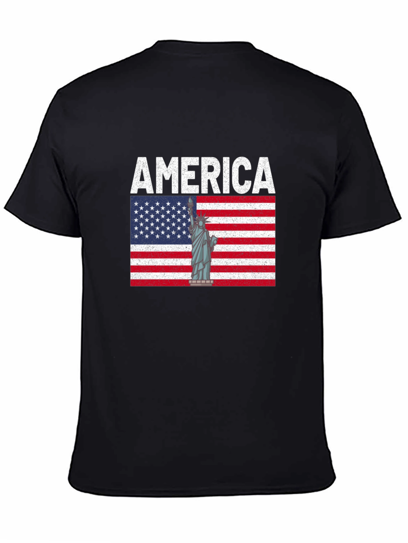 America Flag & Statue of Liberty Graphic T-Shirt