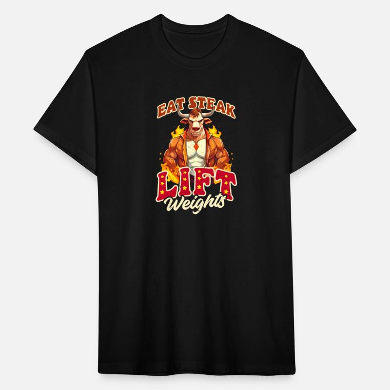 Bodybuilder BBQ Eat Steak Lift Weight