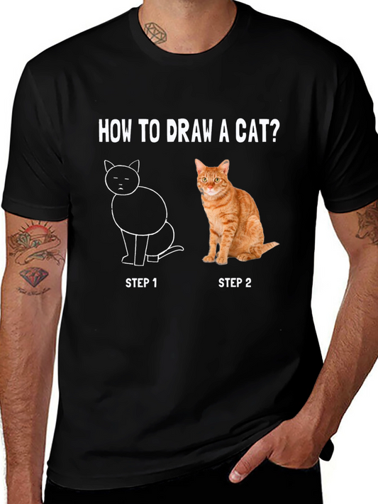 How To Draw A Cat Graphic Tee - Step 1 & Step 2