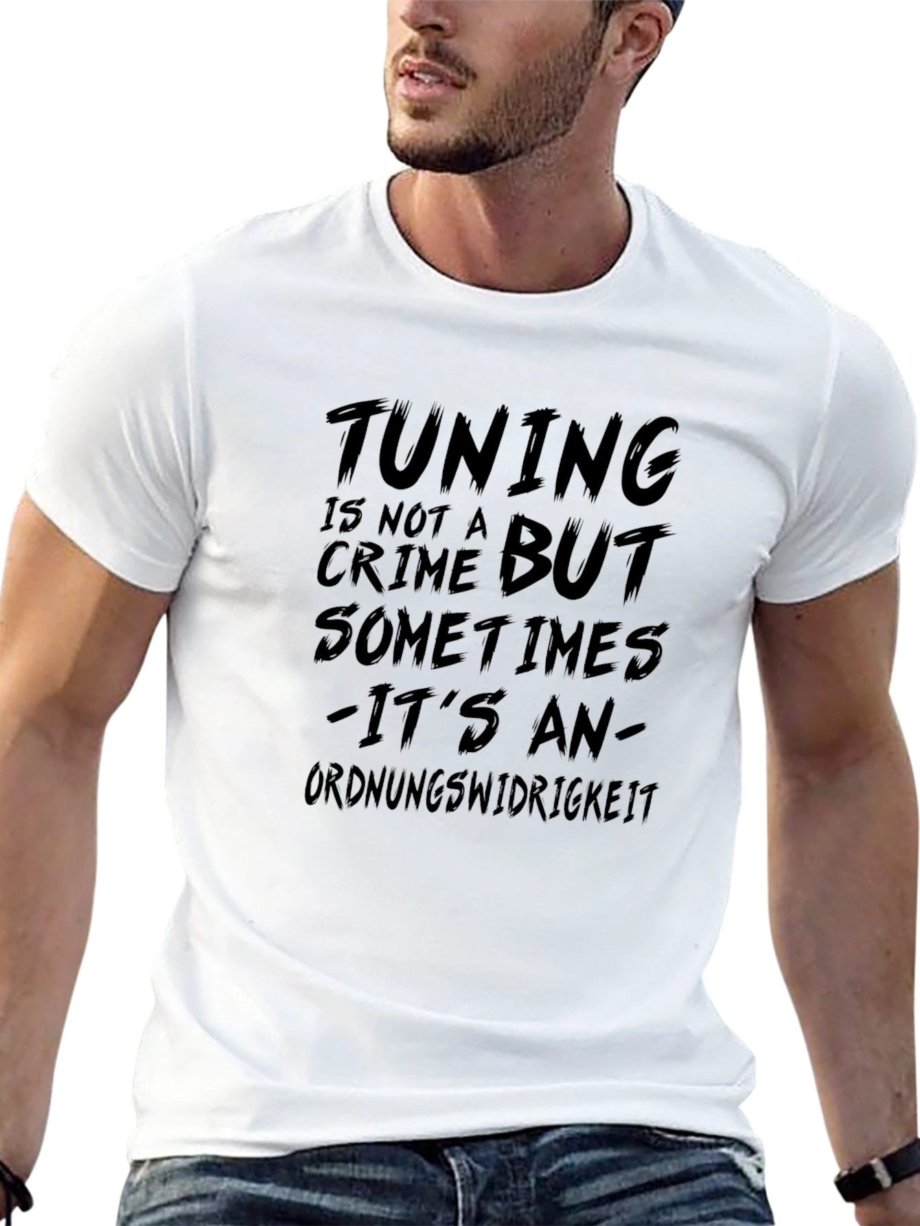 Tuning Is Not A Crime Black Graphic T-Shirt