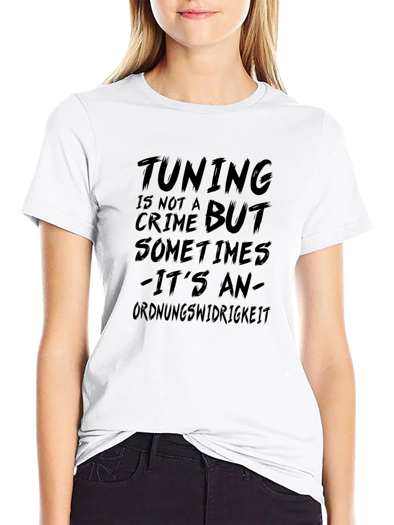 Tuning Is Not A Crime Black Graphic T-Shirt