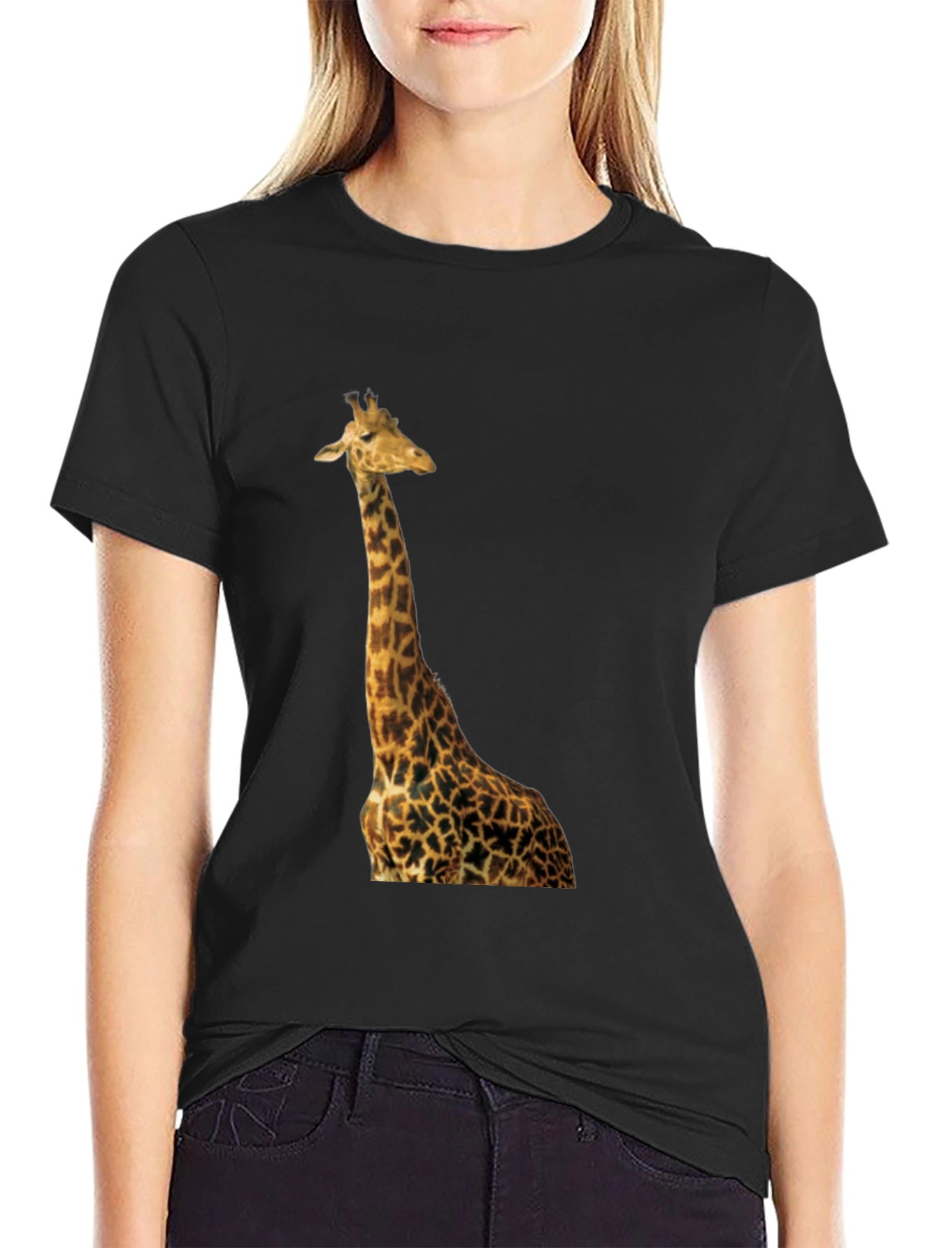 Giraffe T-Shirt - Black Cotton Tee