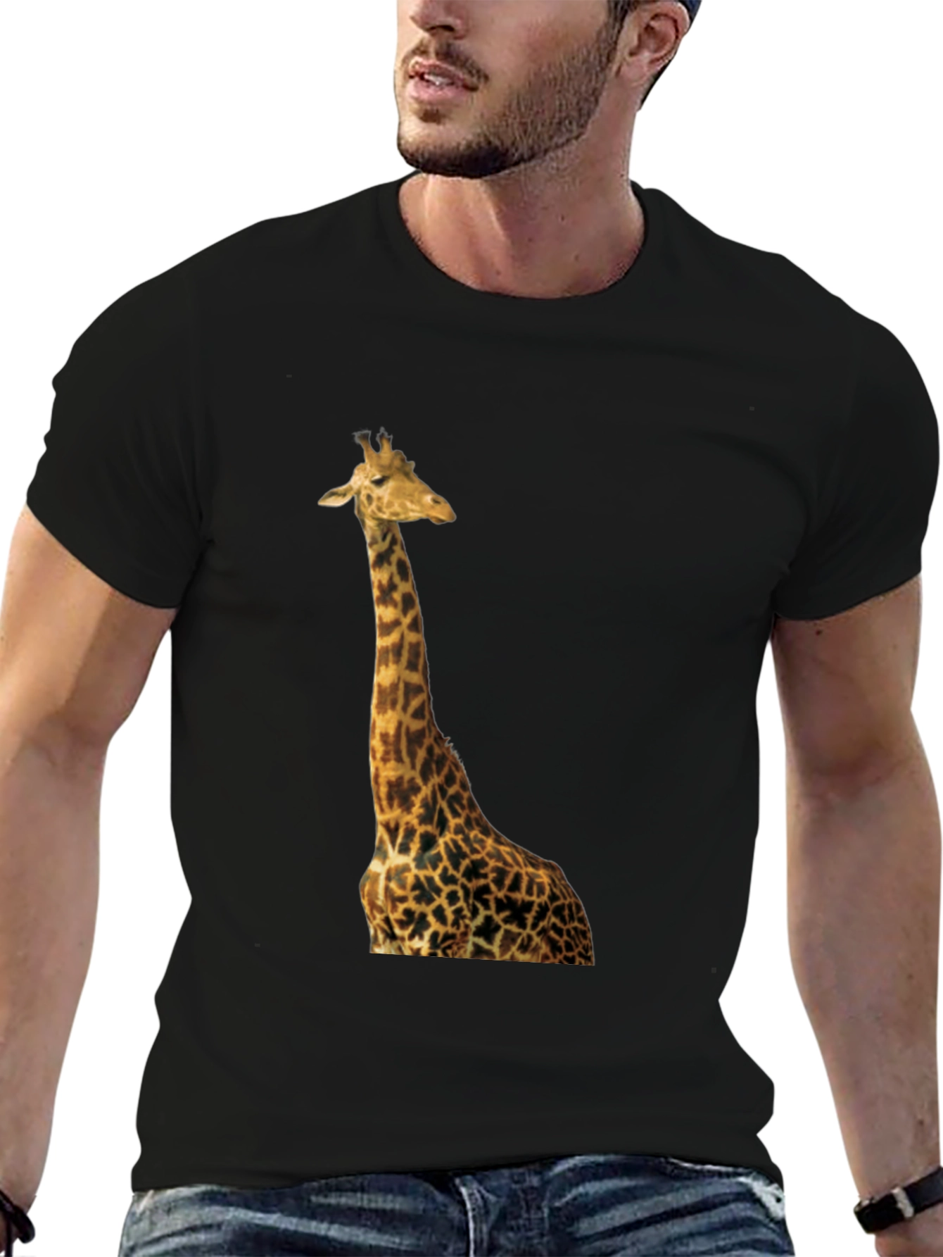 Giraffe T-Shirt - Black Cotton Tee