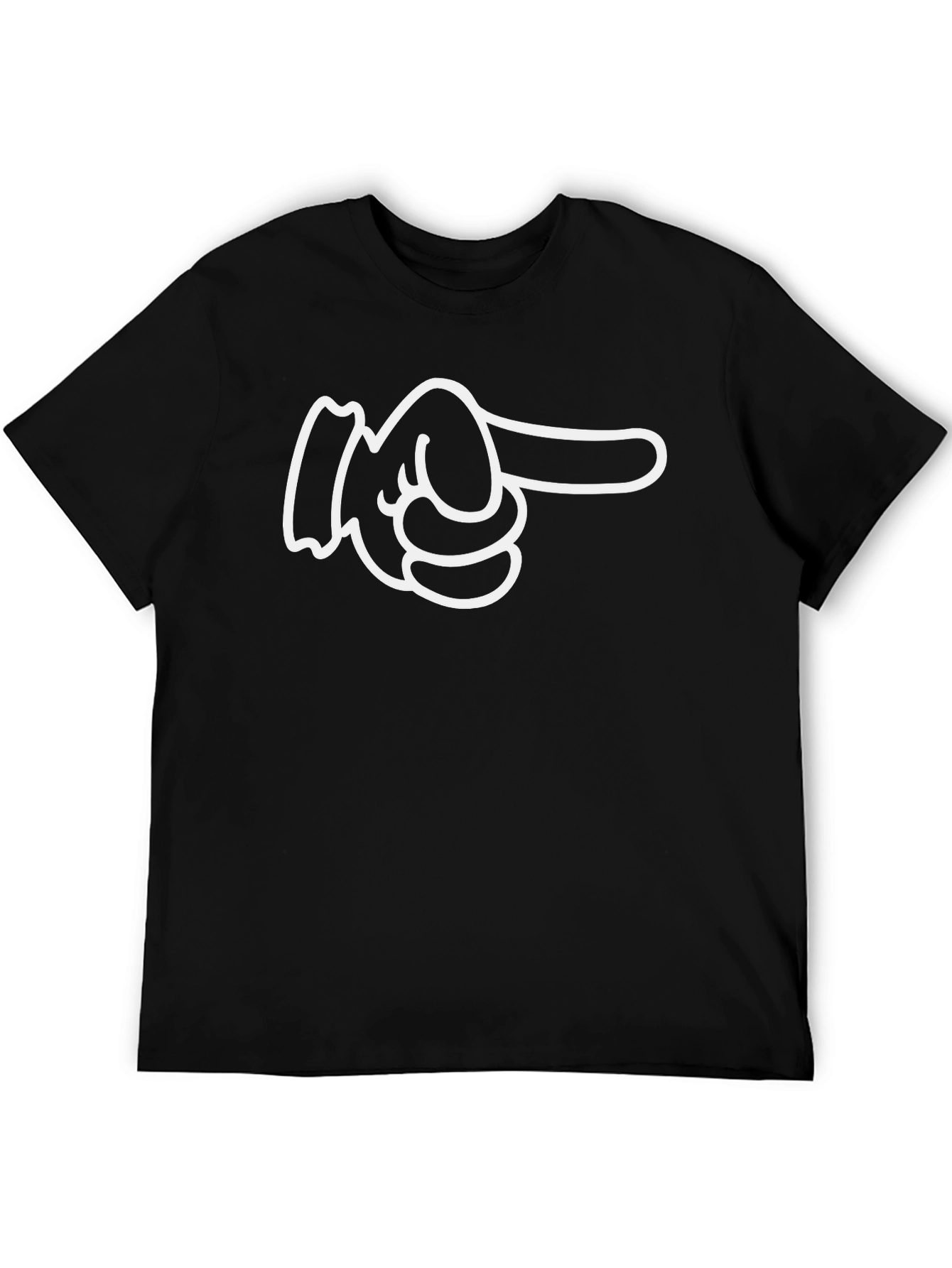 Cartoon Hand Pointing Graphic Tee - Black