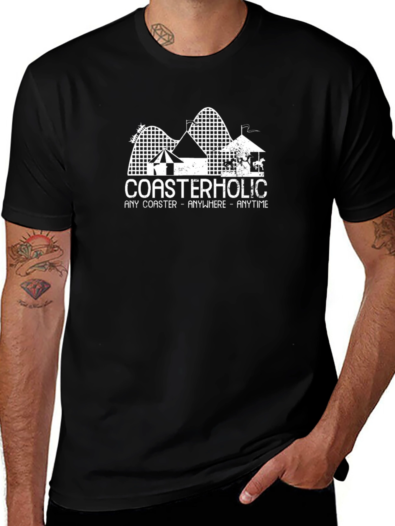 Coasterholic Black T-Shirt - Roller Coaster Fan Tee