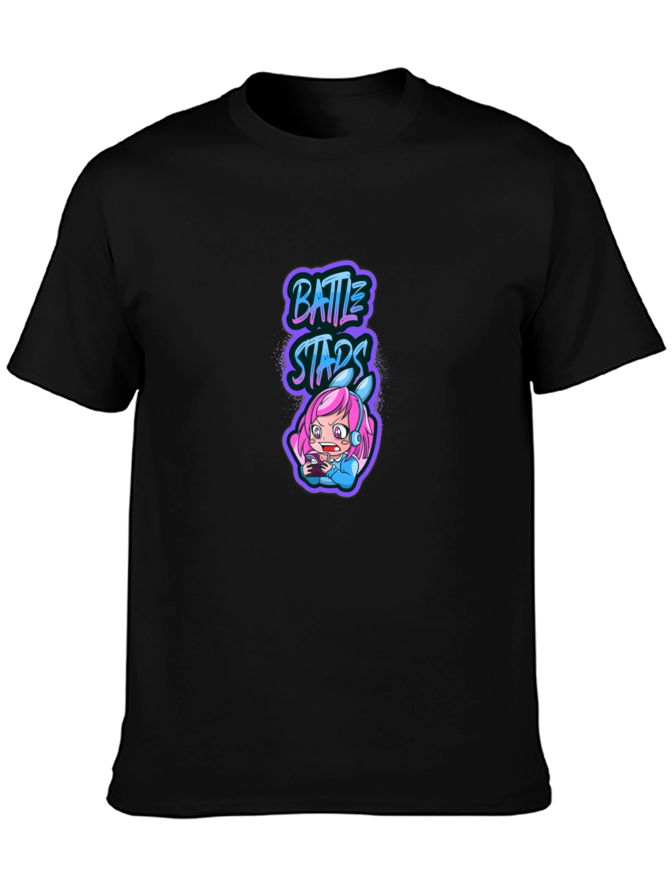 Battle Stars Anime Gamer Black T-Shirt