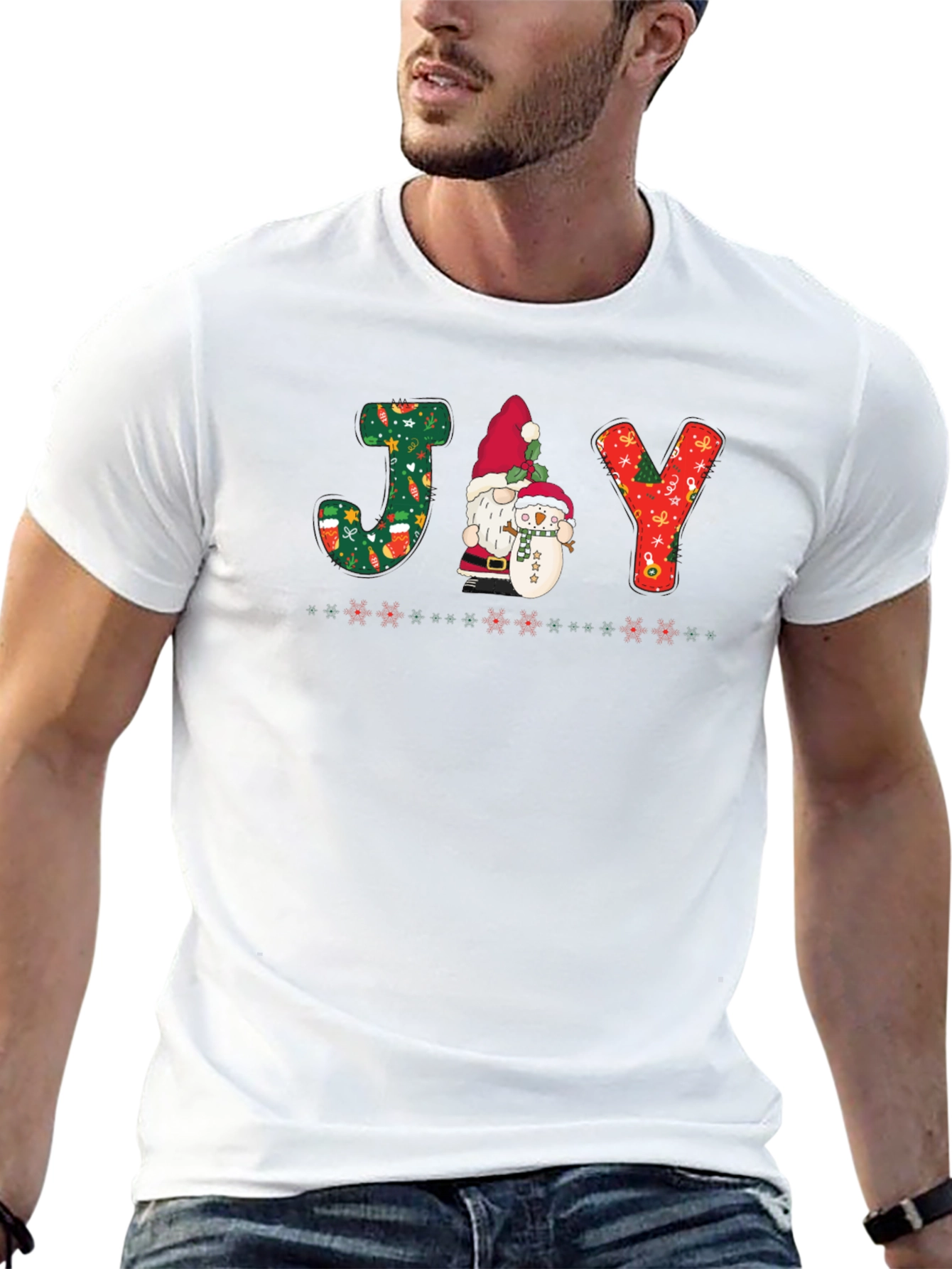 Festive JOY Christmas Gnome T-Shirt