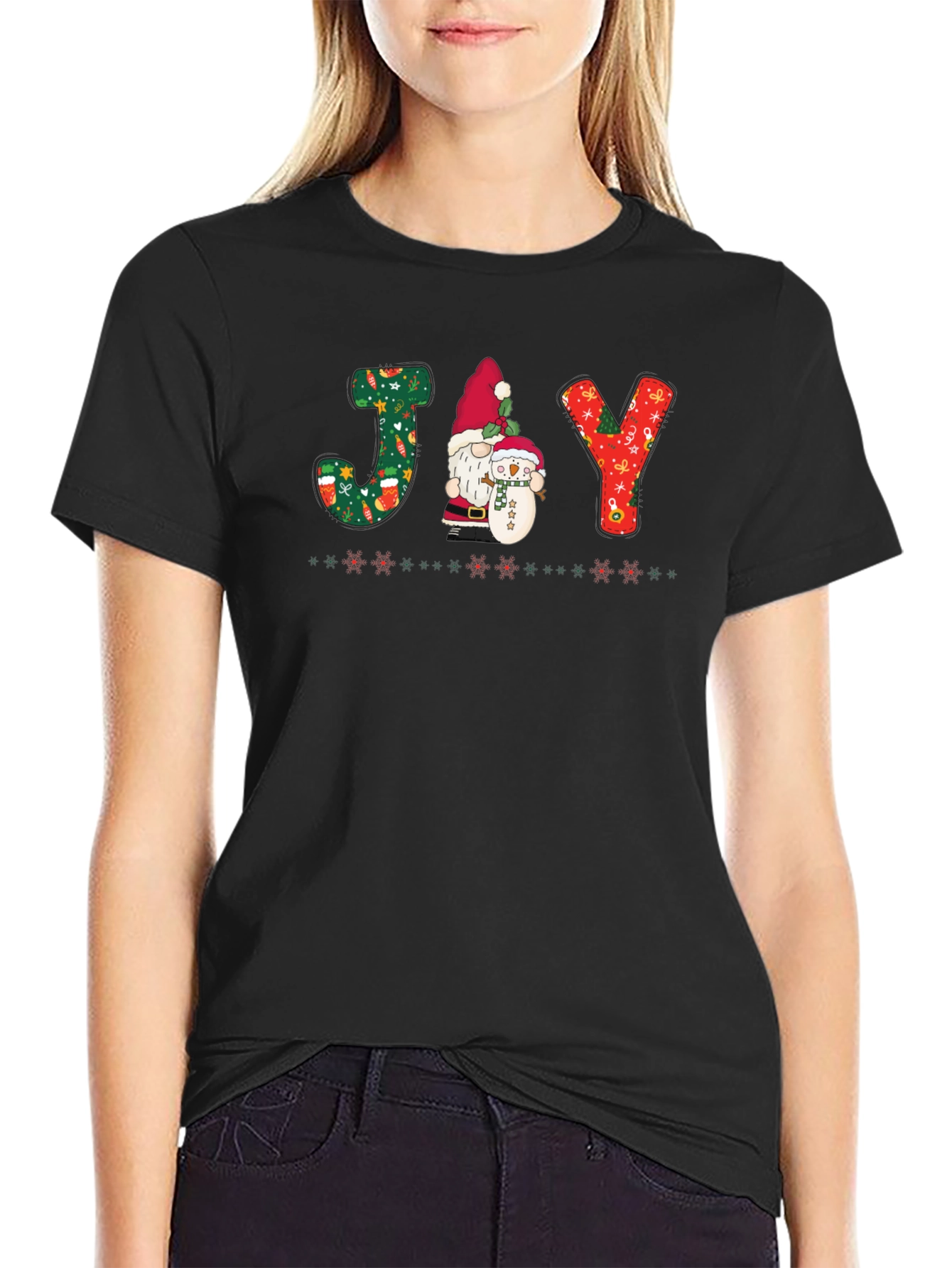 Festive JOY Christmas Gnome T-Shirt
