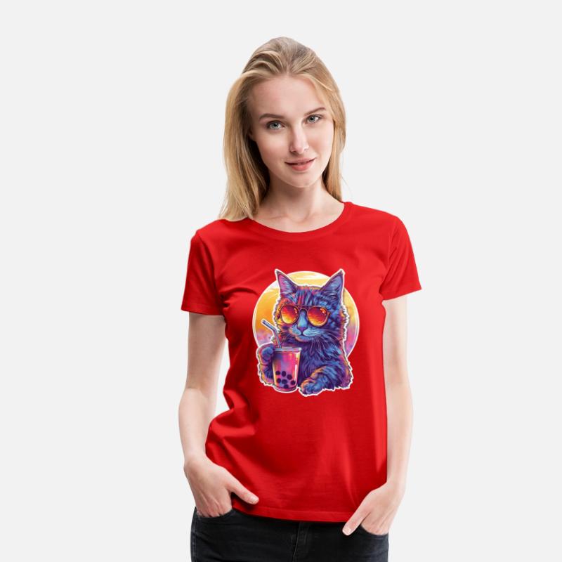 Bubble Tea Beverage Lover Kitten Drink Comic Cute