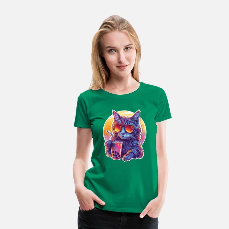 Bubble Tea Beverage Lover Kitten Drink Comic Cute