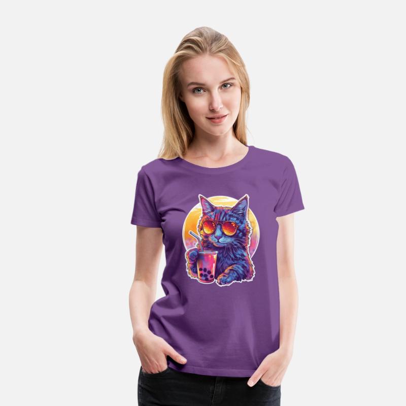 Bubble Tea Beverage Lover Kitten Drink Comic Cute