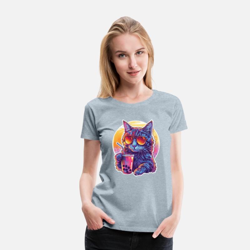 Bubble Tea Beverage Lover Kitten Drink Comic Cute