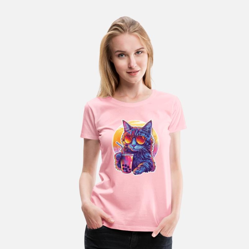 Bubble Tea Beverage Lover Kitten Drink Comic Cute