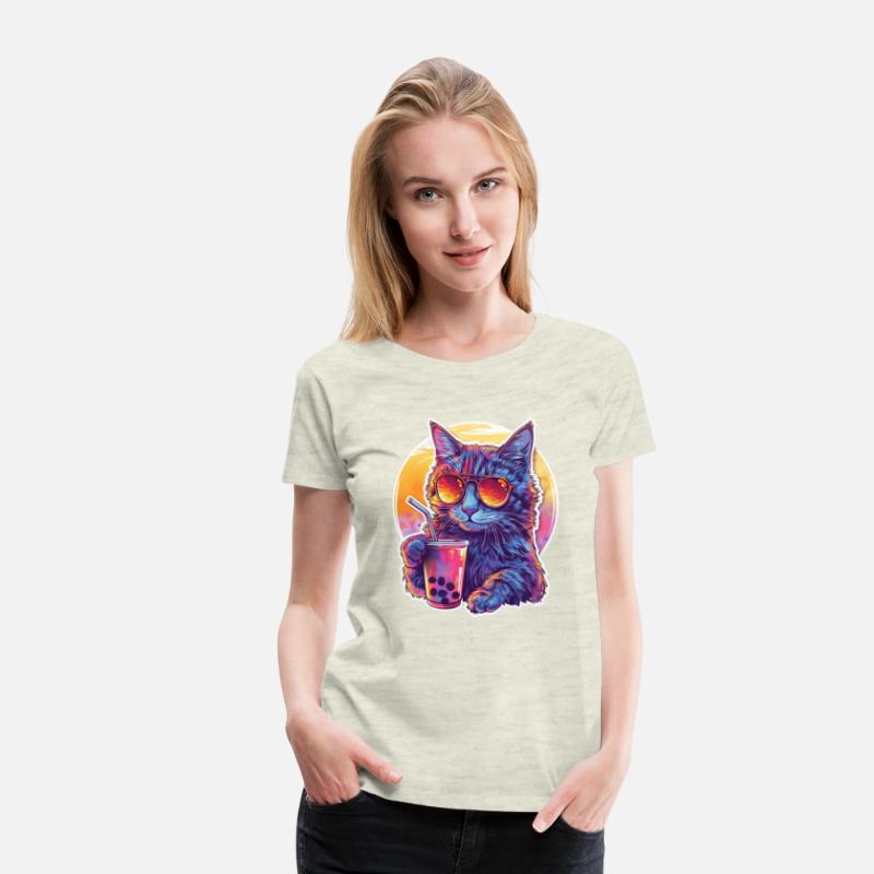 Bubble Tea Beverage Lover Kitten Drink Comic Cute