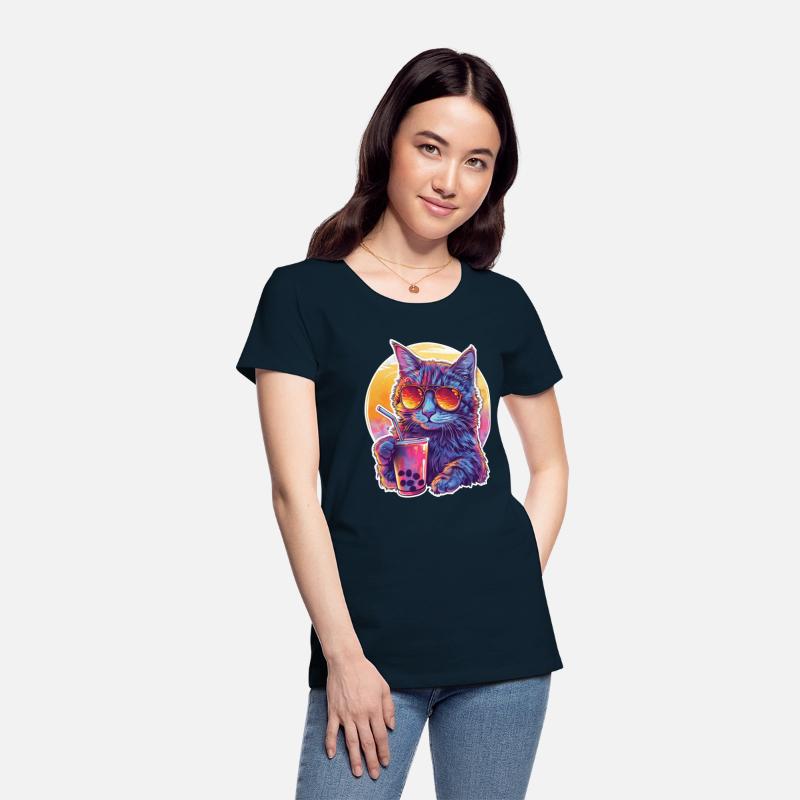 Bubble Tea Beverage Lover Kitten Drink Comic Cute