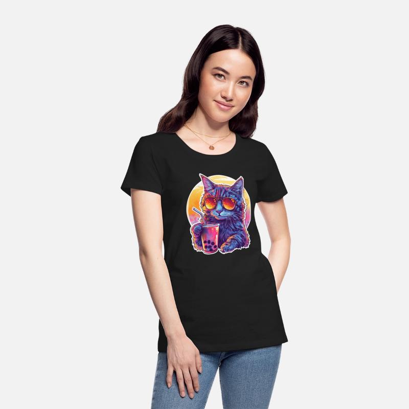 Bubble Tea Beverage Lover Kitten Drink Comic Cute