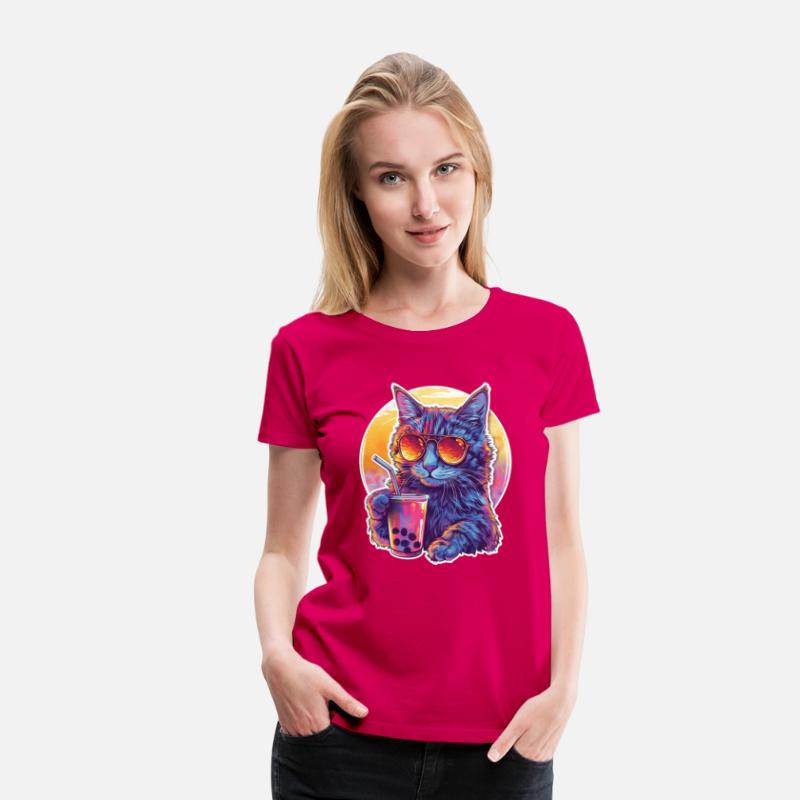 Bubble Tea Beverage Lover Kitten Drink Comic Cute