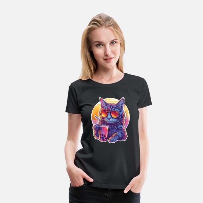 Bubble Tea Beverage Lover Kitten Drink Comic Cute