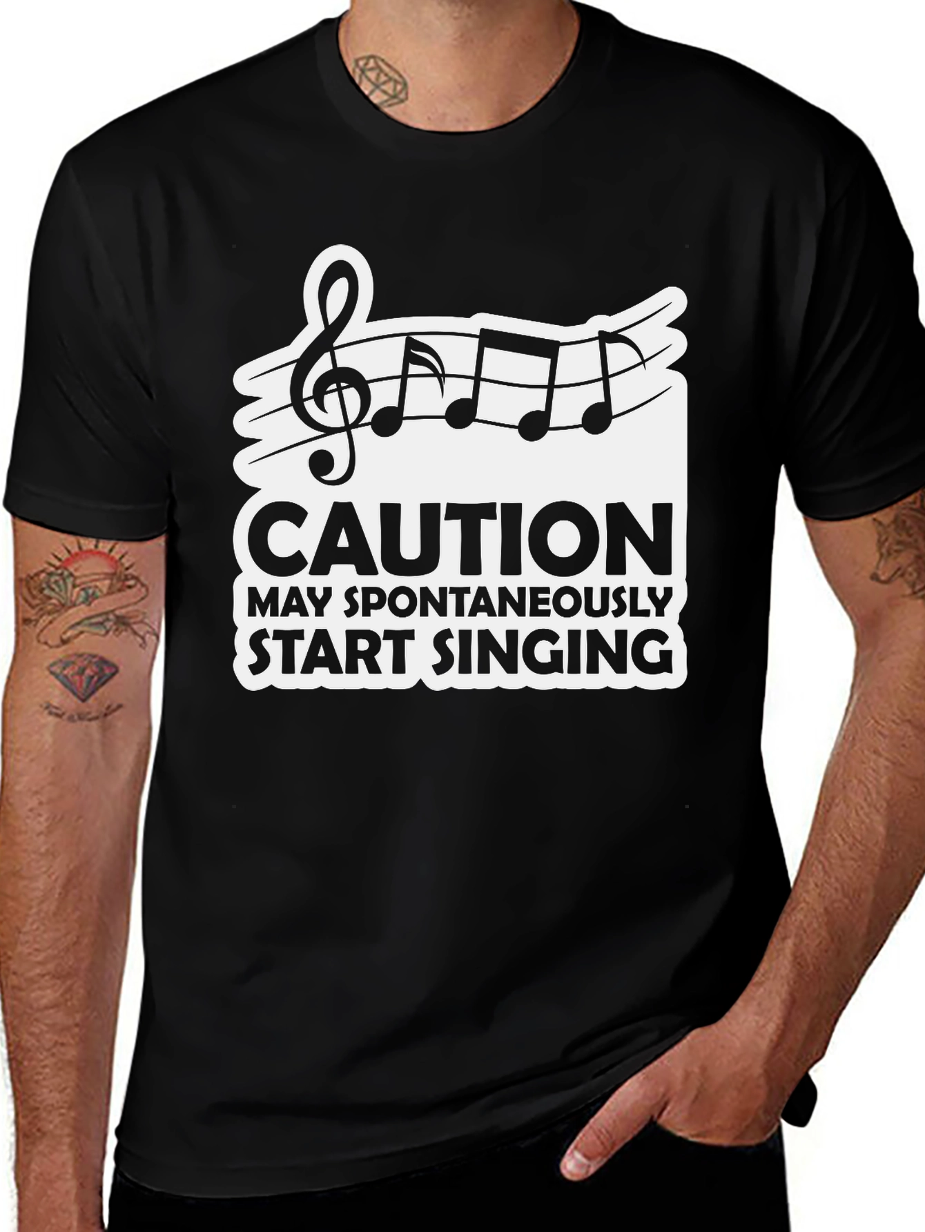 Caution May Spontaneously Start Singing Black T-Shirt