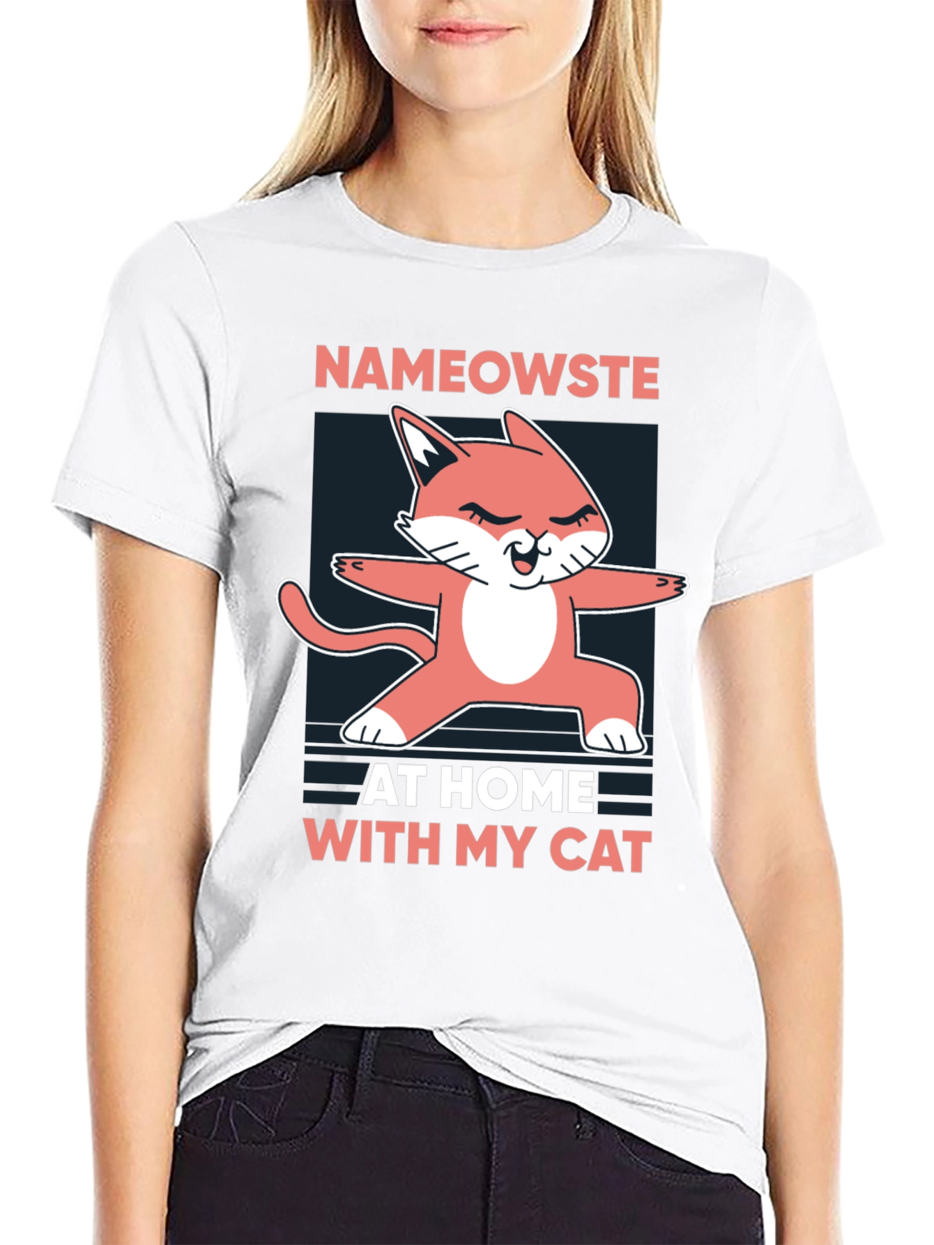 Nameowste Cat Yoga Black T-Shirt