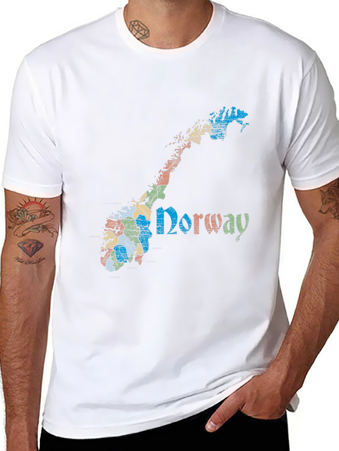 Norway Map Graphic Tee - Black Cotton T-Shirt