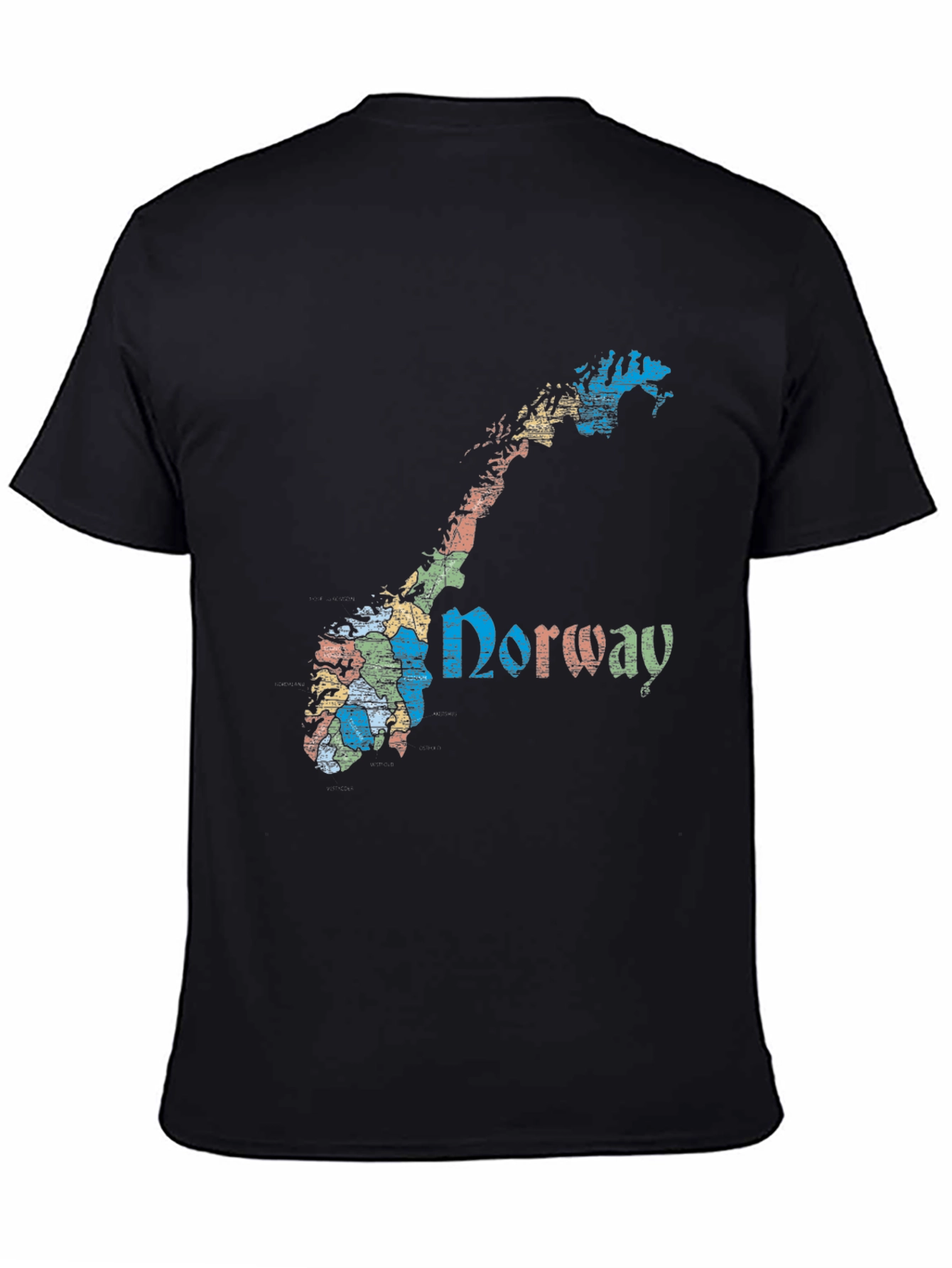 Norway Map Graphic Tee - Black Cotton T-Shirt