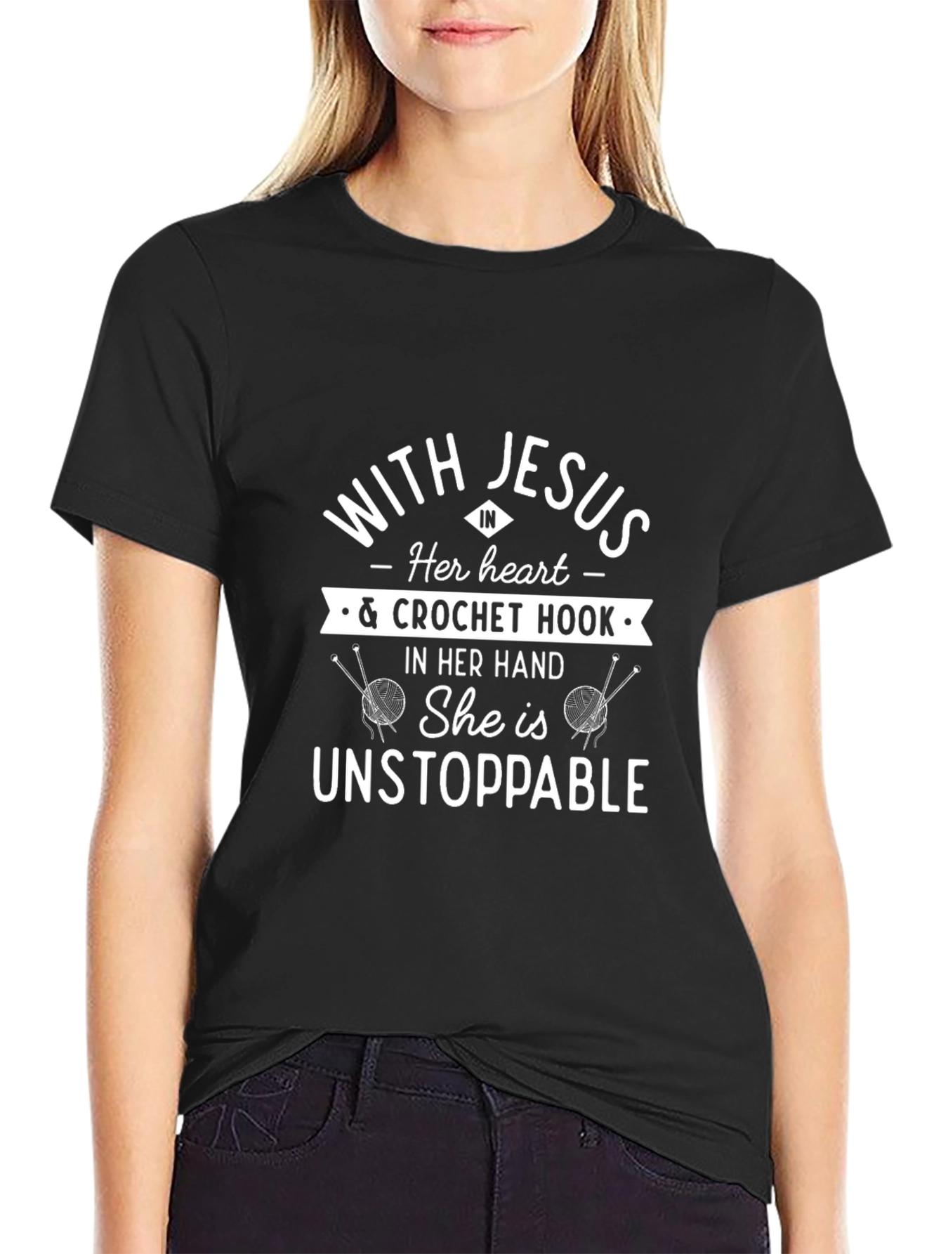 With Jesus and Crochet Hook T-Shirt
