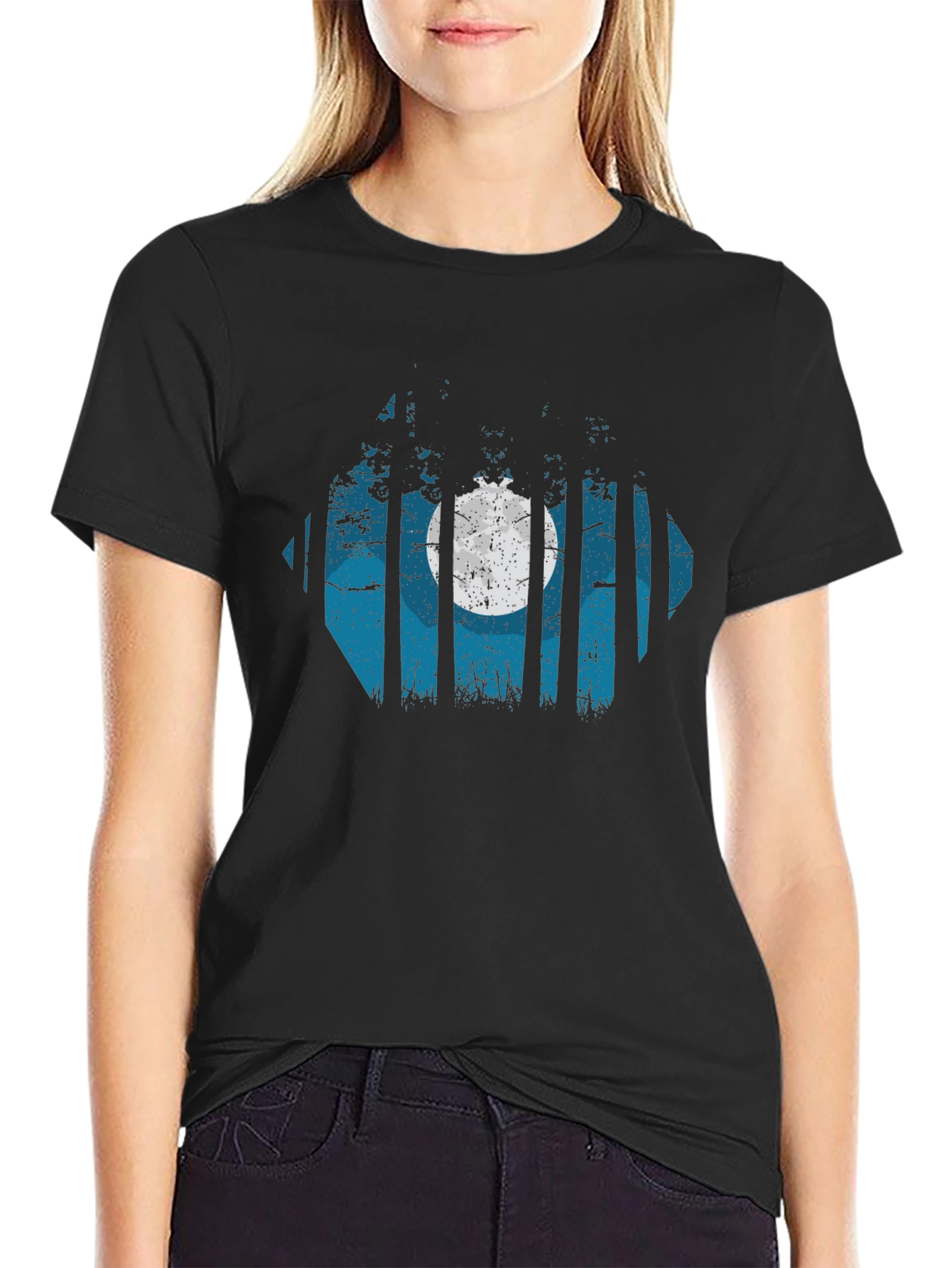 Nature Scene Black Graphic Tee