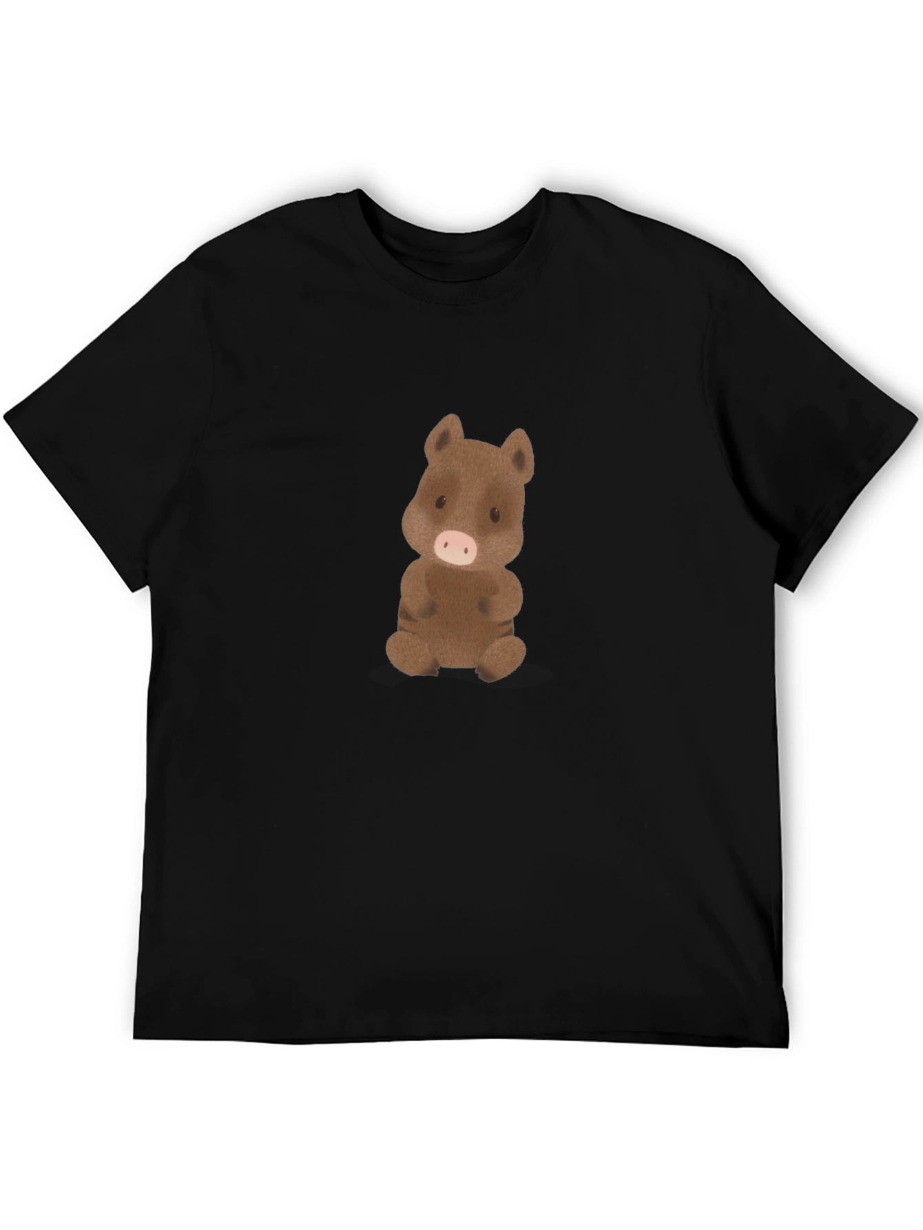Cute Boar Graphic Tee - Black Cotton Comfort