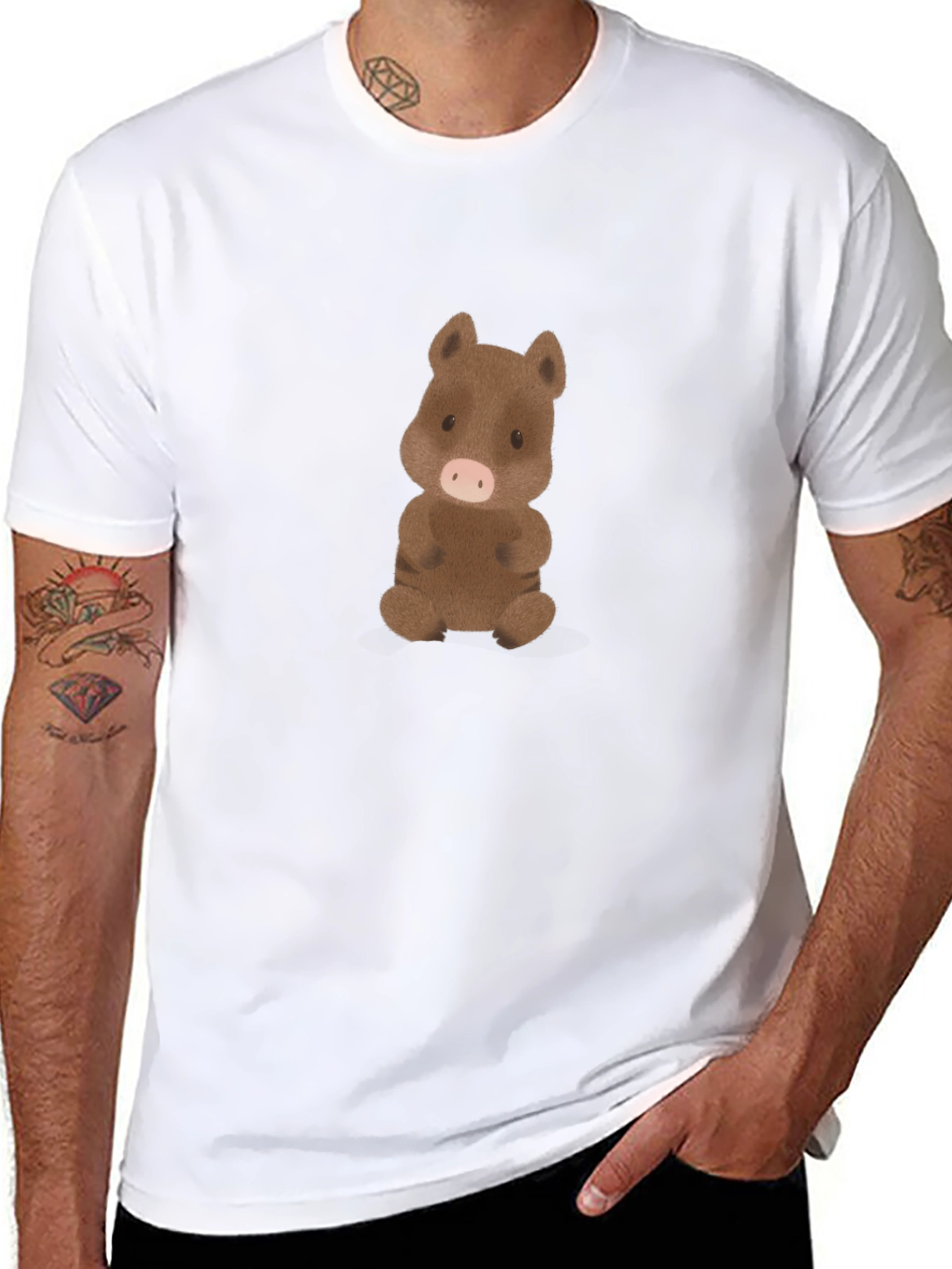 Cute Boar Graphic Tee - Black Cotton Comfort