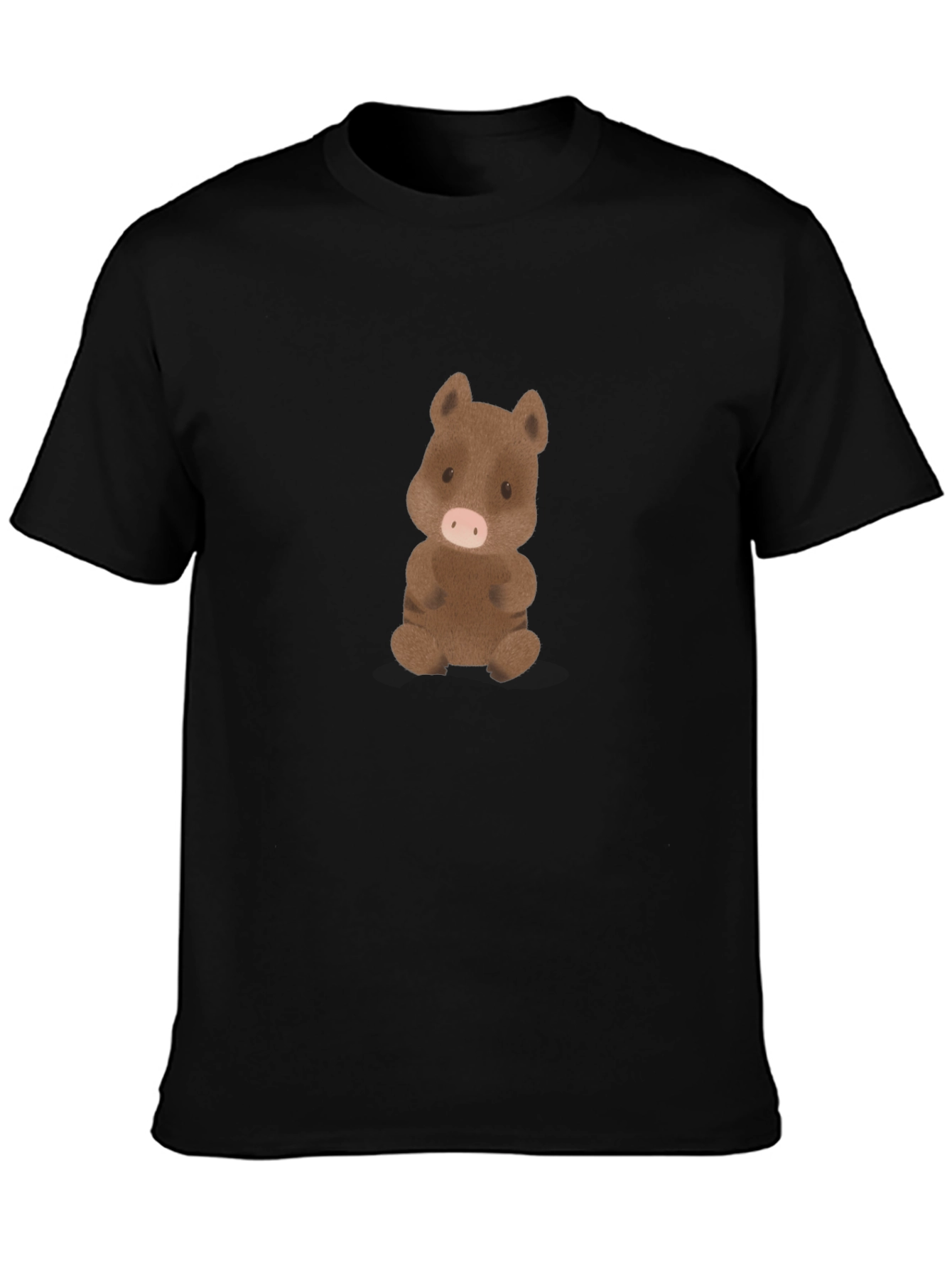 Cute Boar Graphic Tee - Black Cotton Comfort