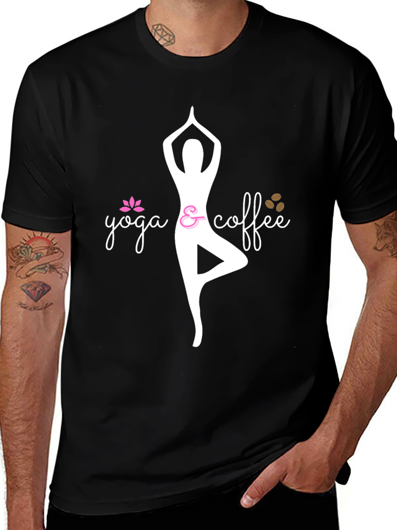 Yoga & Coffee T-Shirt - Relaxed Fit Black Tee