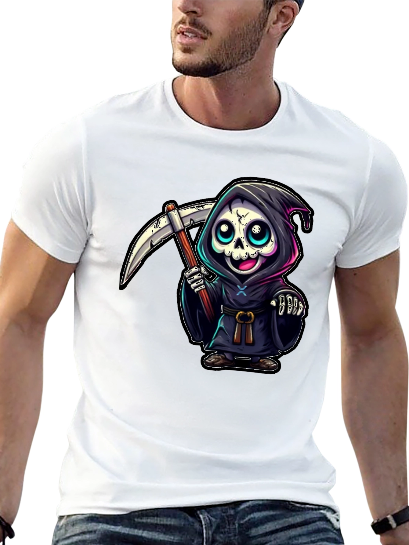 Grim Reaper Cartoon Graphic Tee