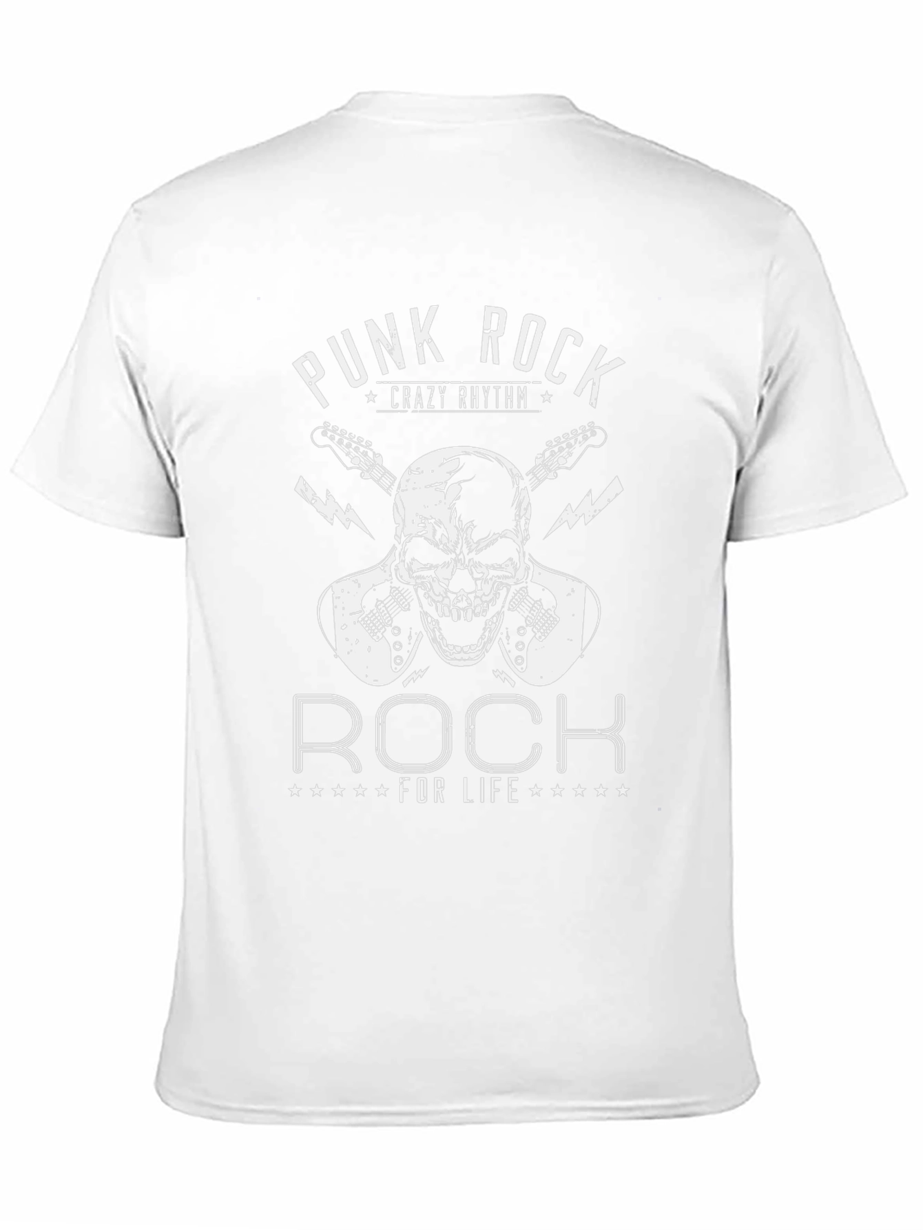 Punk Rock T-Shirt - Skull & Guitar Design