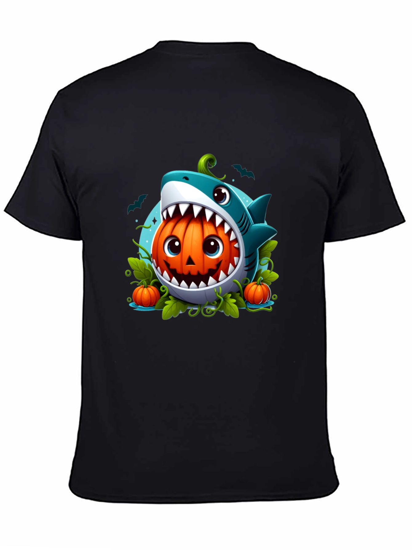 Shark Pumpkin Graphic Tee - Halloween Fun
